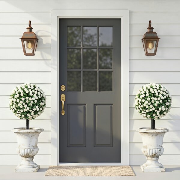 HOMCOM Sfere di Rose Artificiali Resistenti ai Raggi UV per Esterni, Set da 2 Alberi di Rose, 30x30x55 cm, Bianco | Aosom Italy