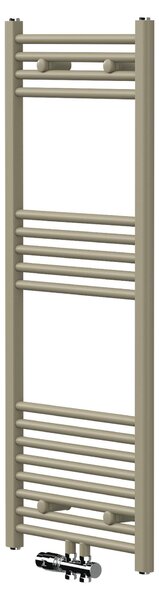 Asciugamani radiante LuxeBath, 500x1200 mm, con valvola a pavimento, radiatore per bagno con attacco centrale, asciugamani elettrico, porta asciugamani per bagno, color beige