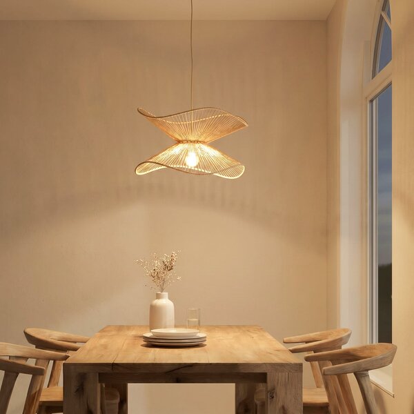 Lampada a sospensione Lindby, Valdorin, dimmerabile, Beige, Camera da letto, Carta / Cartone, Moderno