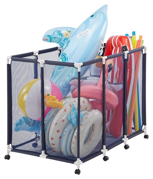 Contenitore per piscina - Organizer con cestello a rete - 122 x 84 x 99 cm - Robusto telaio in plastica - Traspirante - Per giochi e accessori da piscina