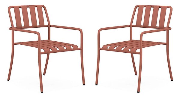Poltrona da giardino impilabili in Metallo Terracotta - Lotto di 2 - BIRMOS di MYLIA