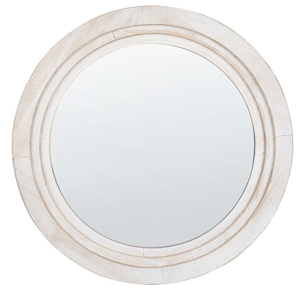 Specchio da parete MDF bianco sporco ø 60 cm Rotondo Decorativo Fatto a mano Pezzo d'arredo Stile scandinavo Beliani