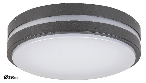 Rabalux 8848 Plafoniera per esterni Hamburg, 12W, 4000K, 900lm, bianco antracite, rotonda, bianco neutro, ø280mm