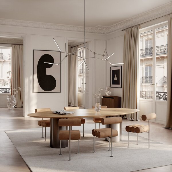Lampadari 101 COPENHAGEN, Stick, dimmerabile, Metallizzato, Soggiorno, Alluminio, Design