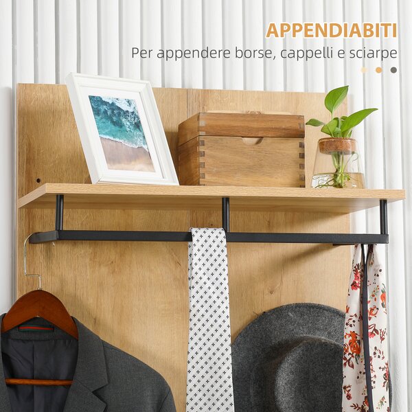 HOMCOM Mobile da Ingresso con Scarpiera Bassa, Panca e Appendiabiti da 4 Ganci in Truciolato e Acciaio, 60x28x120 cm | Aosom Italy
