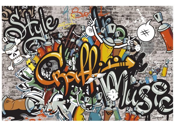 Carta da parati – Graffiti su muro di mattoni