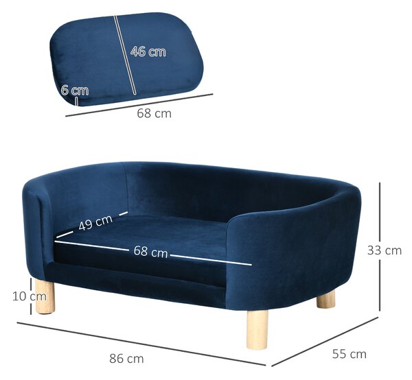 PawHut Cuccia per Cani da Interni con Cuscino sfoderabile,Divano lettino per Gatti di Taglia Piccola e Media Max. 22.5kg,55x86x33cm|Aosom