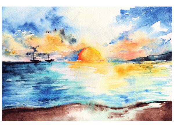Carta da parati – Tramonto brillante sul mare