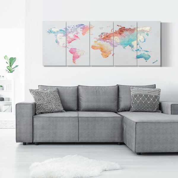 HOMCOM Stampa su Tela 80x40cm 5 Pezzi per Casa e Ufficio, Tela in Legno di Pino e Vernice ad Acqua, Multicolore|Aosom