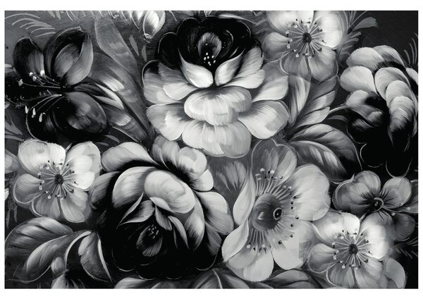 Carta da parati – Fiori in bianco e nero