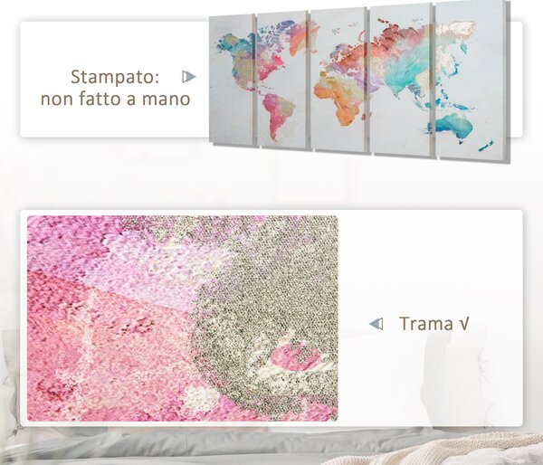 HOMCOM Stampa su Tela 80x40cm 5 Pezzi per Casa e Ufficio, Tela in Legno di Pino e Vernice ad Acqua, Multicolore|Aosom