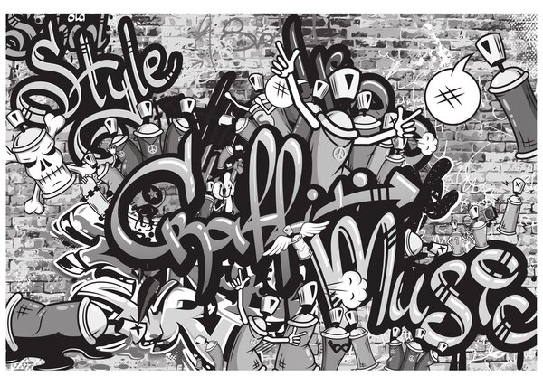 Carta da parati – Graffiti street art grigio