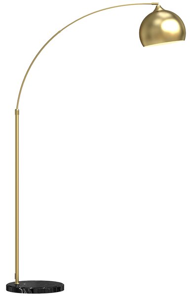 HOMCOM Lampada da Terra in stile vintage con sostegno ad arco regolabile, base in marmo, 40W E27 dim. 100-115L x 30l x 170-180H cm, Oro | Aosom Italy