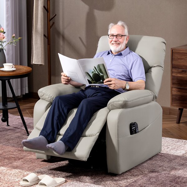 HOMCOM Poltrona alza persona elettrica con funzione massaggio e riscaldamento, 89 x 94,5 x 103 cm, Grigio | Aosom Italy
