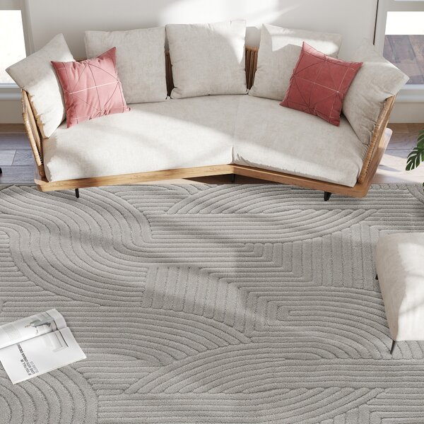 HOMCOM Tappeto in Stile Moderno, con Base Antiscivolo, Tessuto a Macchina, 160x120 cm, Grigio | Aosom Italy