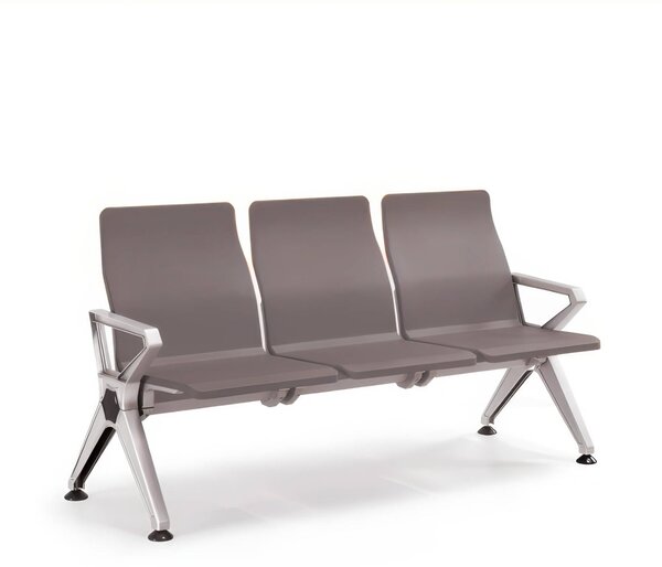 Panca per sale di attesa INDOOR 3 posti in acciaio grigio Dimensioni 175x68xh 88 cm Peso kg 38 in acciaio co sedili In Poliuretano Morbido colore Grigio