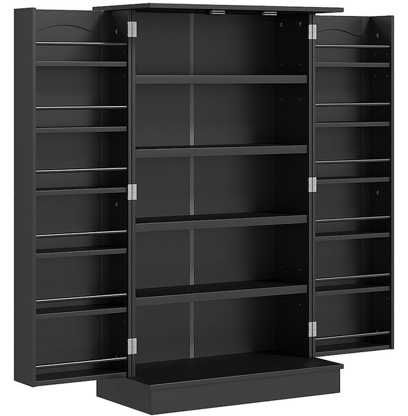 HOMCOM Armadio Dispensa Cucina con 2 Ante e 16 Ripiani Regolabili 60x30x104cm Nero | Aosom Italy