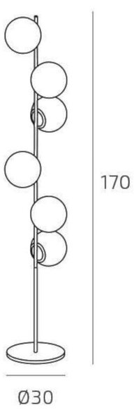 Piantana moderna top light holly 1201 t6 e27 led metallo vetro - Top Light