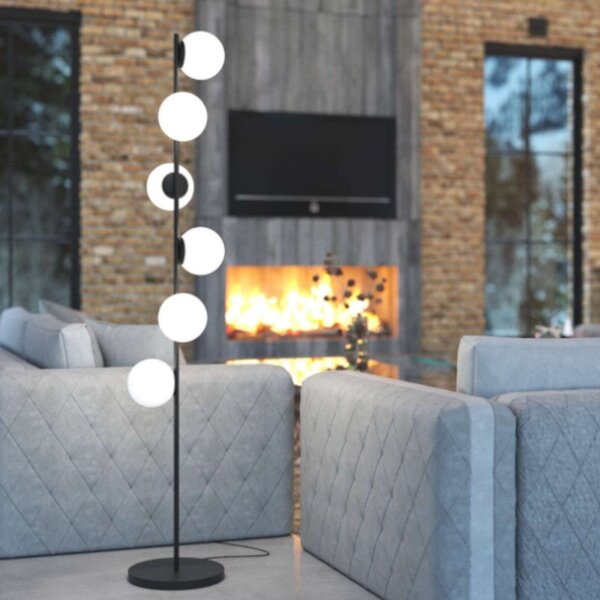 Piantana moderna top light holly 1201 t6 e27 led metallo vetro - Top Light