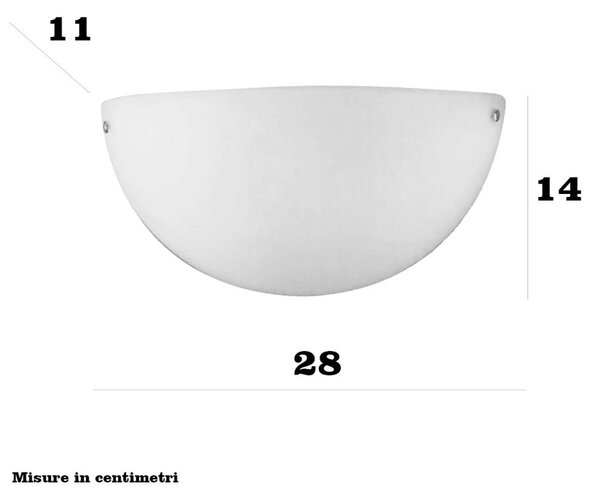 Applique vaschetta illuminando ap 28 mira e27 led moderna vetro incamiciato bianco latte satinato - Illuminando