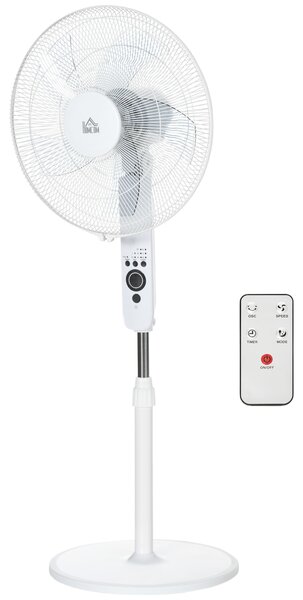 HOMCOM Ventilatore da pavimento Ø 44 cm regolabile in altezza oscillante silenzioso 45 W con telecomando timer 3 modalità 3 velocità