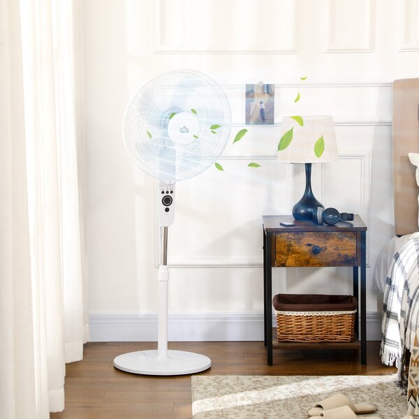 HOMCOM Ventilatore da pavimento Ø 44 cm regolabile in altezza oscillante silenzioso 45 W con telecomando timer 3 modalità 3 velocità