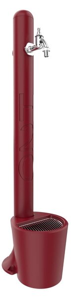 Fontana da Giardino In Resina con Rubinetto e Porta tubo E cestello H20, Dimensioni 20x18xh 90 cm - peso 2 kg con rubinetto, Garantita Colore Ruby