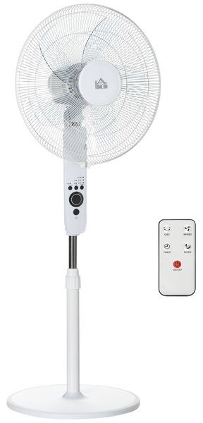 HOMCOM Ventilatore da pavimento Ø 44 cm regolabile in altezza oscillante silenzioso 45 W con telecomando timer 3 modalità 3 velocità