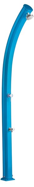 Doccia da Giardino in Alluminio con Miscelatore e Lavapiedi JOLLY Dimensioni 15x12.5x h 226cm - peso 13 kg con Soffione Con Lavapiedi colore Champagne BLU Light