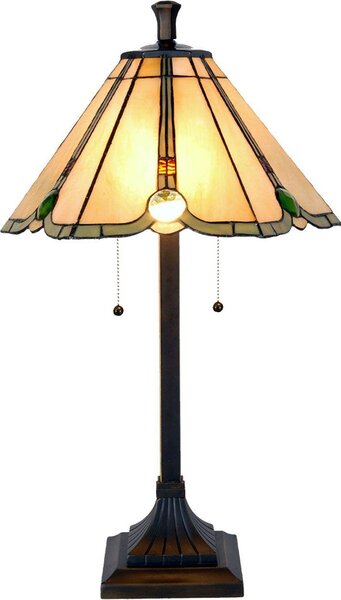 LumiLamp Tiffany lampada da tavolo Ø40x67 cm Beige Brown Vetro Poliresina Attacco E27