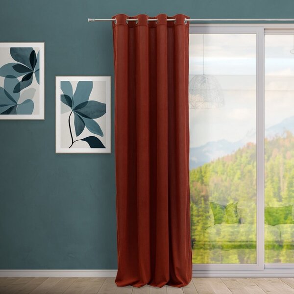 Tenda color terracotta in velluto a coste 140x260 cm Merely – Casa Selección