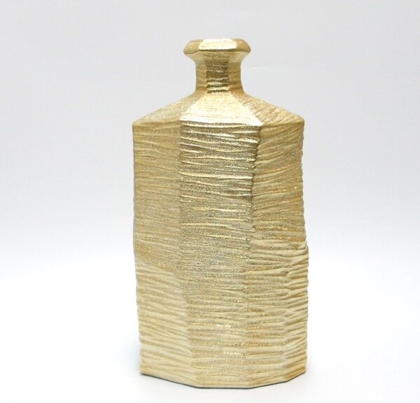 Vaso bottiglia ceramica oro Oakom