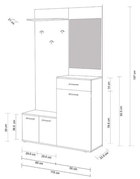 BISCA - mobile ingresso con attaccapanni