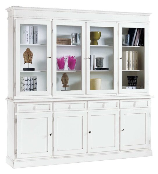 JAQUELINE - credenza con vetrina in legno massello cm 205 x 42 x 205 h