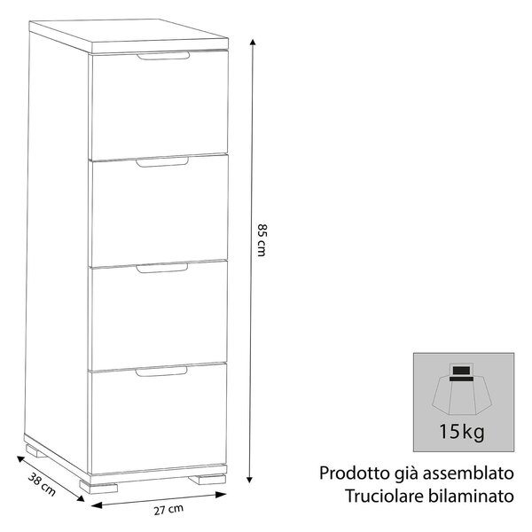 NANO - cassettiera 4 cassetti