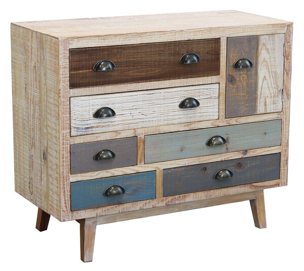 COLORWOOD - cassettiera sei cassetti in legno colorato da 90 cm