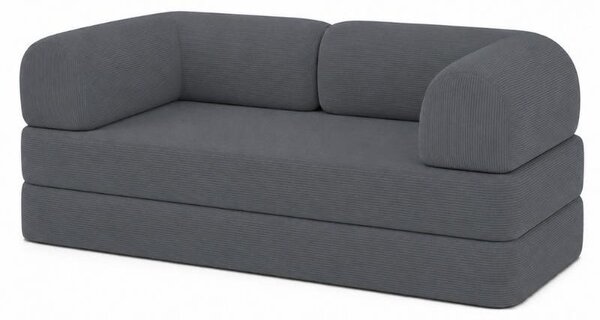 Divano letto 2 posti modulare in velluto a coste BANANAIR 90x180 cm grigio