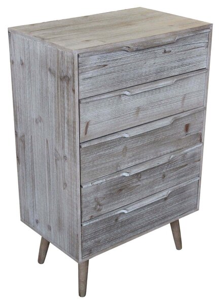 ANGELINE - mobiletto 5 cassetti in paulownia e mdf industrial