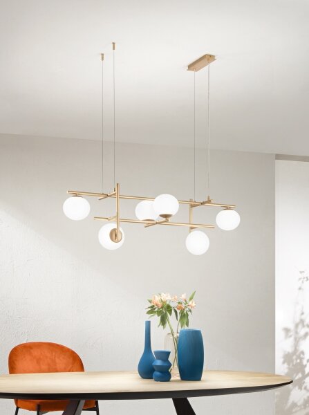 Ondaluce - Lampadario a sospensione su cavo JEWEL 6xE14/10W/230V oro/bianco