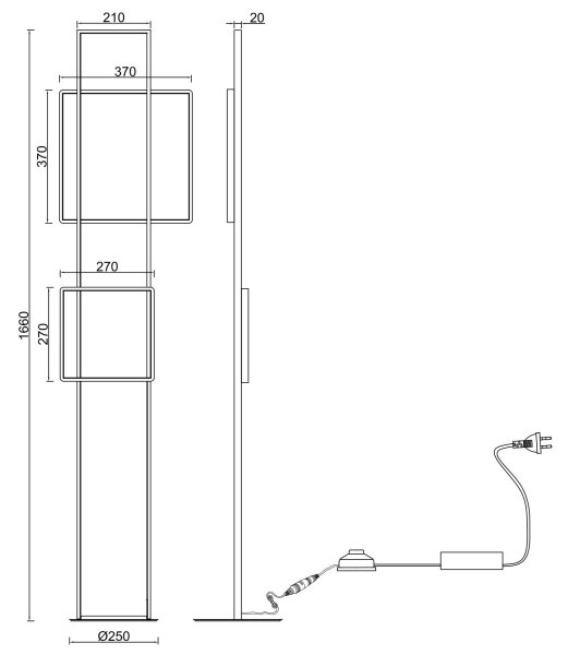 Ondaluce - Lampada da terra dimmerabile a LED DOWEL, 77 W/230 V, 166 cm, dorata