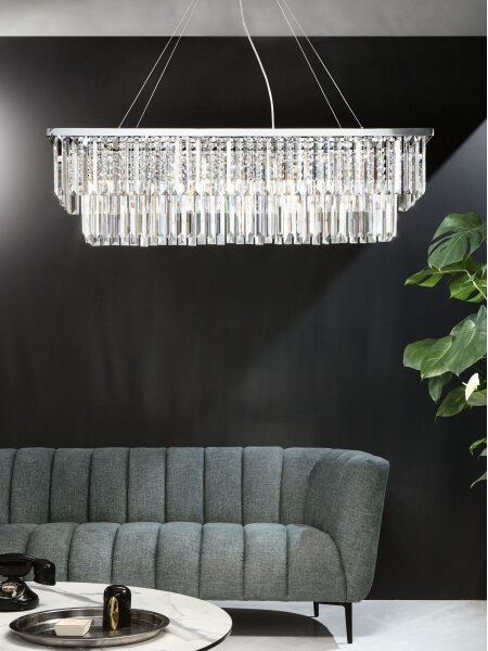 Ondaluce - Lampadario in cristallo sospeso con cavo DAIQUIRI 8xE14/10W/230V finitura cromo lucido