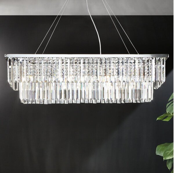 Ondaluce - Lampadario in cristallo sospeso con cavo DAIQUIRI 8xE14/10W/230V finitura cromo lucido
