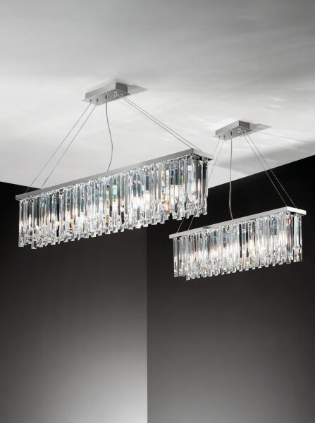 Ondaluce - Lampadario in cristallo sospeso con cavo BATIDA 8xE14/10W/230V cromo lucido