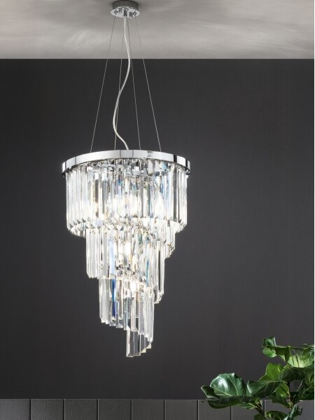 Ondaluce - Lampadario in cristallo sospeso a cavo ALEXANDER 7xE14/10W/230V cromo lucido