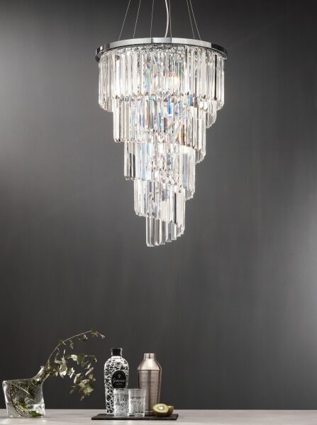 Ondaluce - Lampadario in cristallo con sospensione a cavo ALEXANDER 10xE14/10W/230V cromo lucido