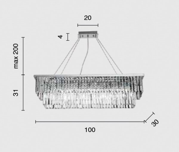 Ondaluce - Lampadario in cristallo sospeso con cavo DAIQUIRI 8xE14/10W/230V finitura cromo lucido