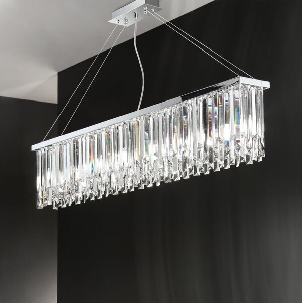 Ondaluce - Lampadario in cristallo sospeso con cavo BATIDA 8xE14/10W/230V cromo lucido