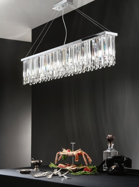 Ondaluce - Lampadario in cristallo sospeso con cavo BATIDA 8xE14/10W/230V cromo lucido