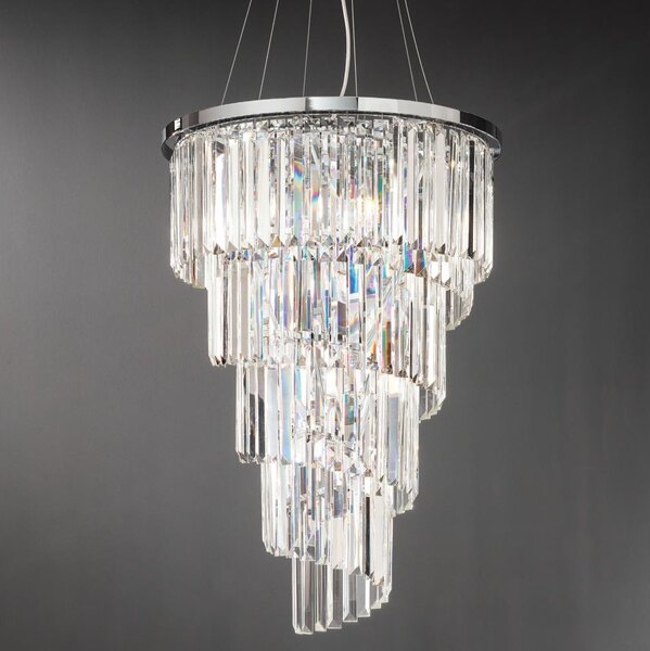 Ondaluce - Lampadario in cristallo con sospensione a cavo ALEXANDER 10xE14/10W/230V cromo lucido