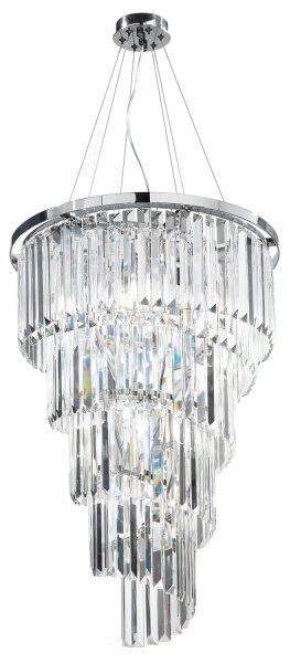 Ondaluce - Lampadario in cristallo con sospensione a cavo ALEXANDER 10xE14/10W/230V cromo lucido